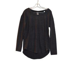 FeLiNa (TM) Scoop Neck Long Sleeves Long Back Soft Black Sweater Tee Women M